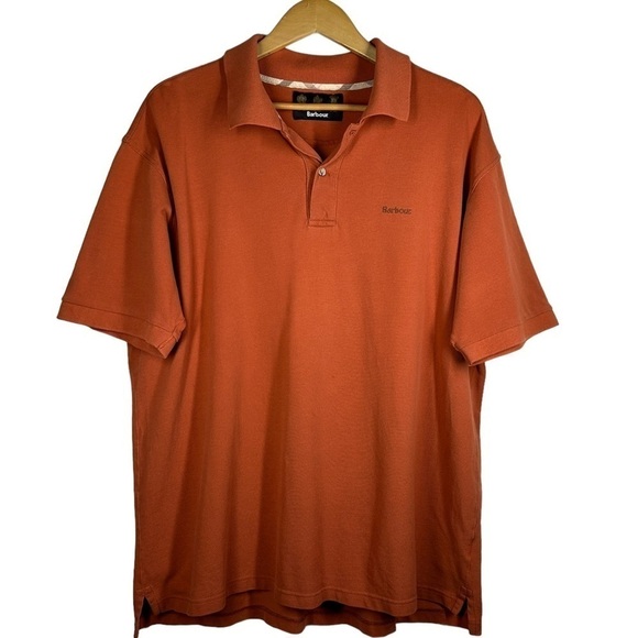 Barbour Mens Classic Cotton Polo in Burnt Orange XL - Picture 1 of 10